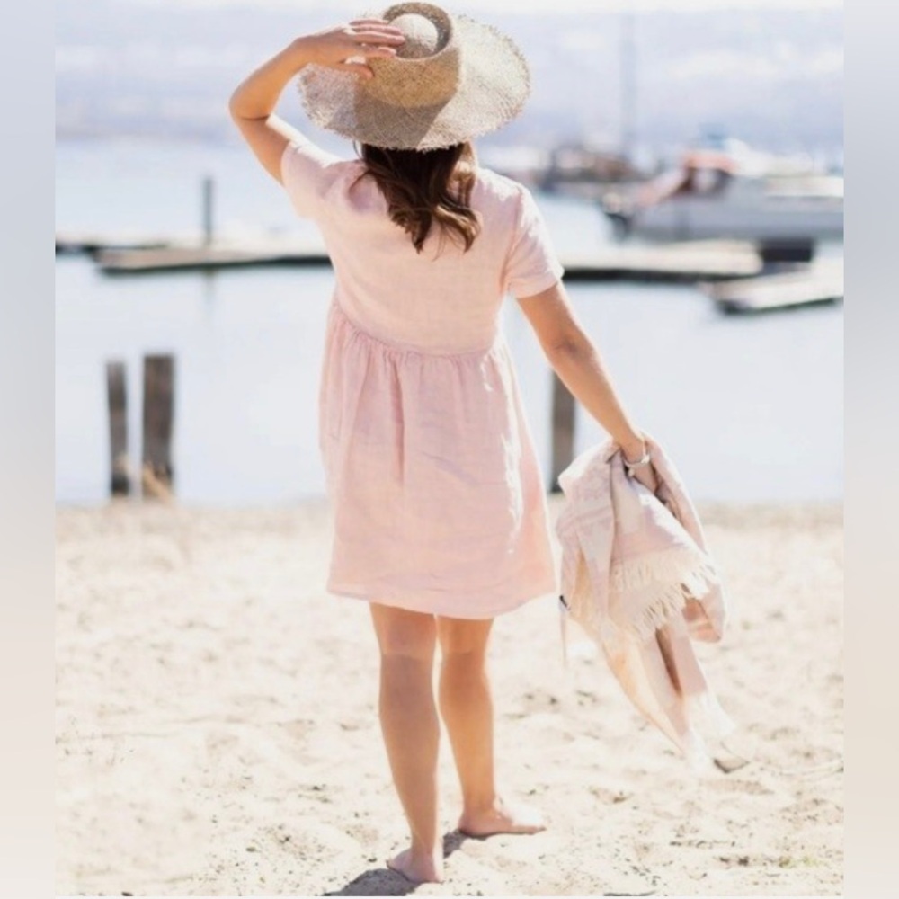 Jillian Harris x Priv Hamptons dress linen pink baby doll dress - Picture 3 of 13